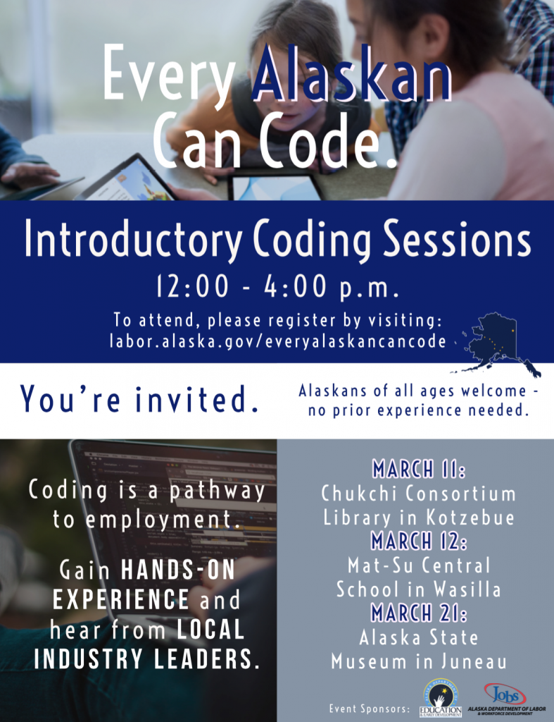 Every Alaskan Can Code Introductory Coding Sessions Happening